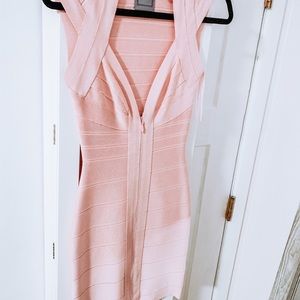 Herve Leger Light Pink Bandage Dress
